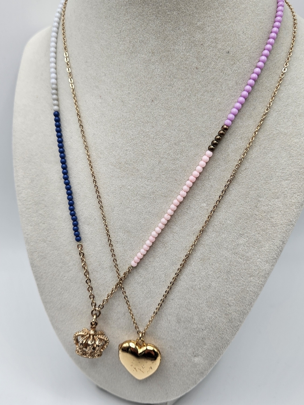 J. Crew Crewcuts Girl's Gold Tone Necklace Set Heart Locket Crown